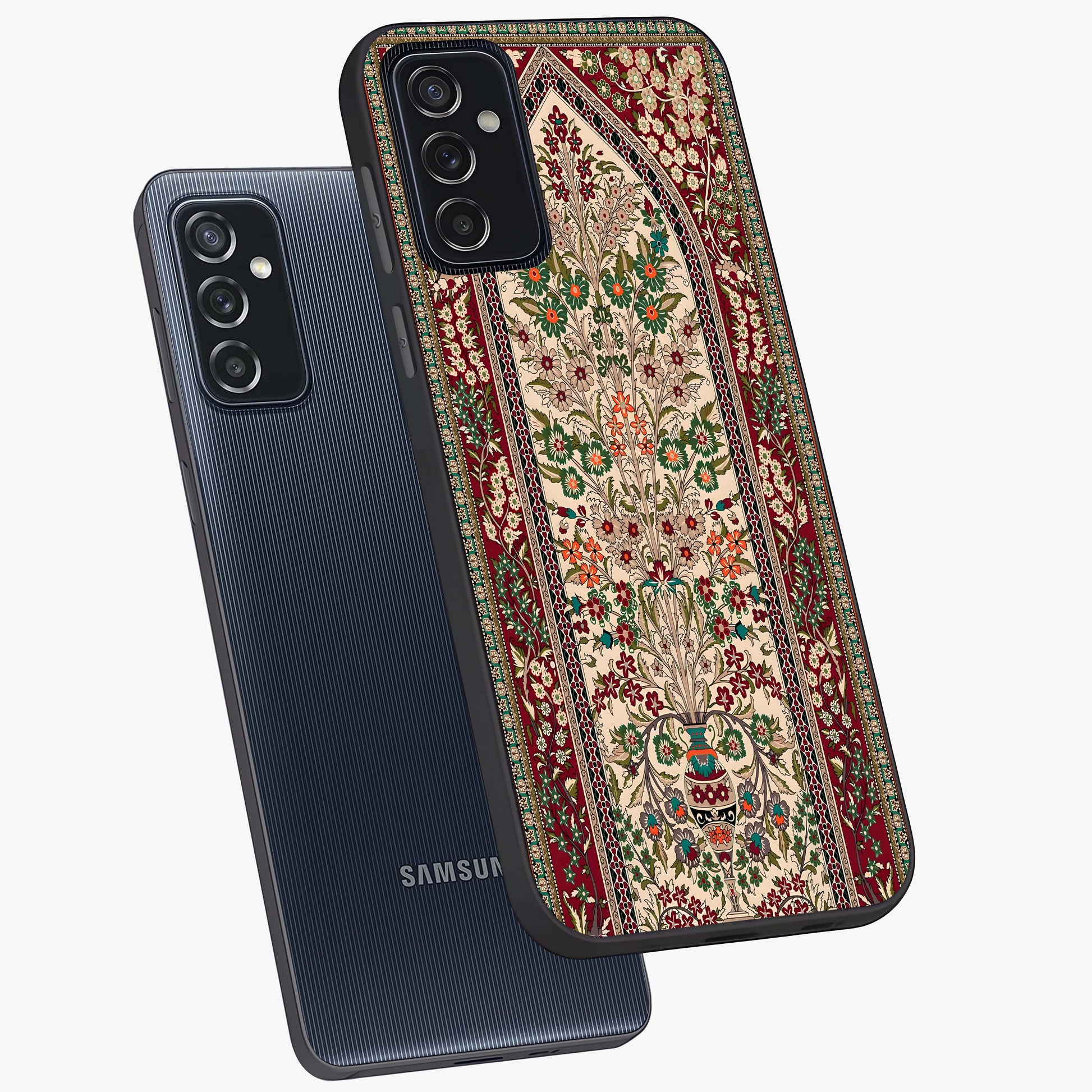 Persian Inspired Glass Case displayed in angled mockup highlighting intricate traditional design with elegant cultural aesthetic.