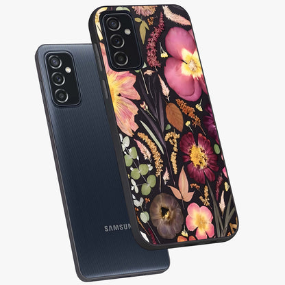 Petal Dream Tapestry Glass Case displayed in angled mockup highlighting decorative petal pattern with elegant botanical aesthetic.