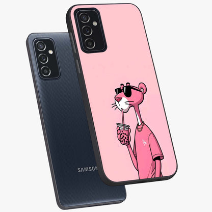 Pink Panther Glass Case displayed in angled mockup highlighting playful cartoon character design with vibrant pink aesthetic.