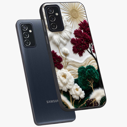 Radiant Bloom Elegance Glass Case displayed in angled mockup highlighting graceful floral design with radiant aesthetic style.
