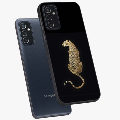 Regal Leopard Glass Case displayed in angled mockup highlighting powerful animal illustration with stylish wild aesthetic.