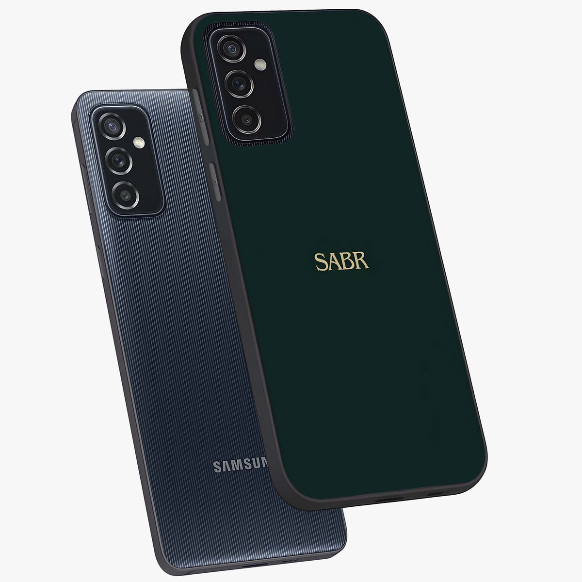 Sabr Minimal Patience Glass Case displayed in angled mockup highlighting simple inspirational design with clean aesthetic style.