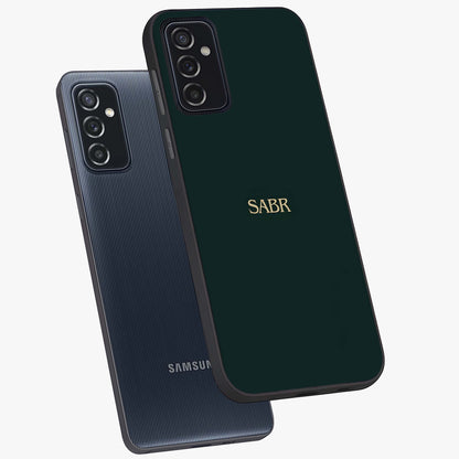 Sabr Minimal Patience Glass Case displayed in angled mockup highlighting simple inspirational design with clean aesthetic style.