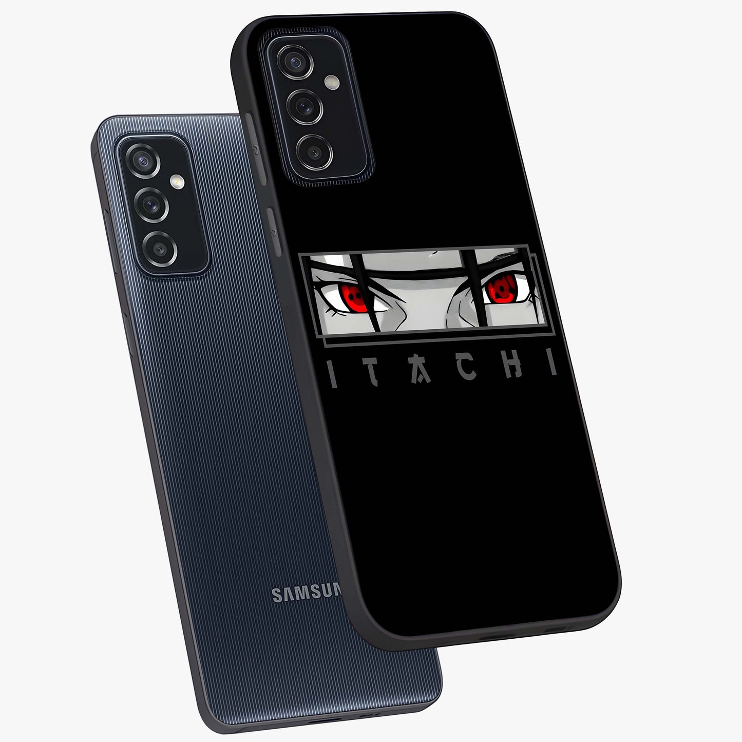 Scarlet Gaze Dominance Glass Case displayed in angled mockup highlighting intense visual design with bold scarlet aesthetic.
