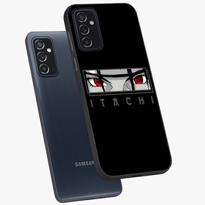 Scarlet Gaze Dominance Glass Case displayed in angled mockup highlighting intense visual design with bold scarlet aesthetic.