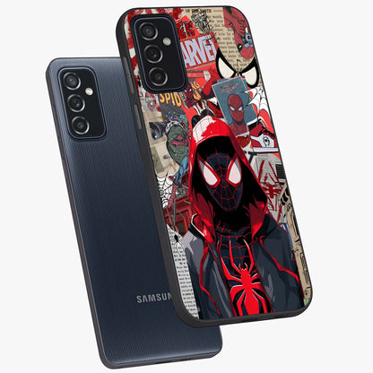Spider Collage Street Glass Case displayed in angled mockup highlighting dynamic street style collage design with comic aesthetic.