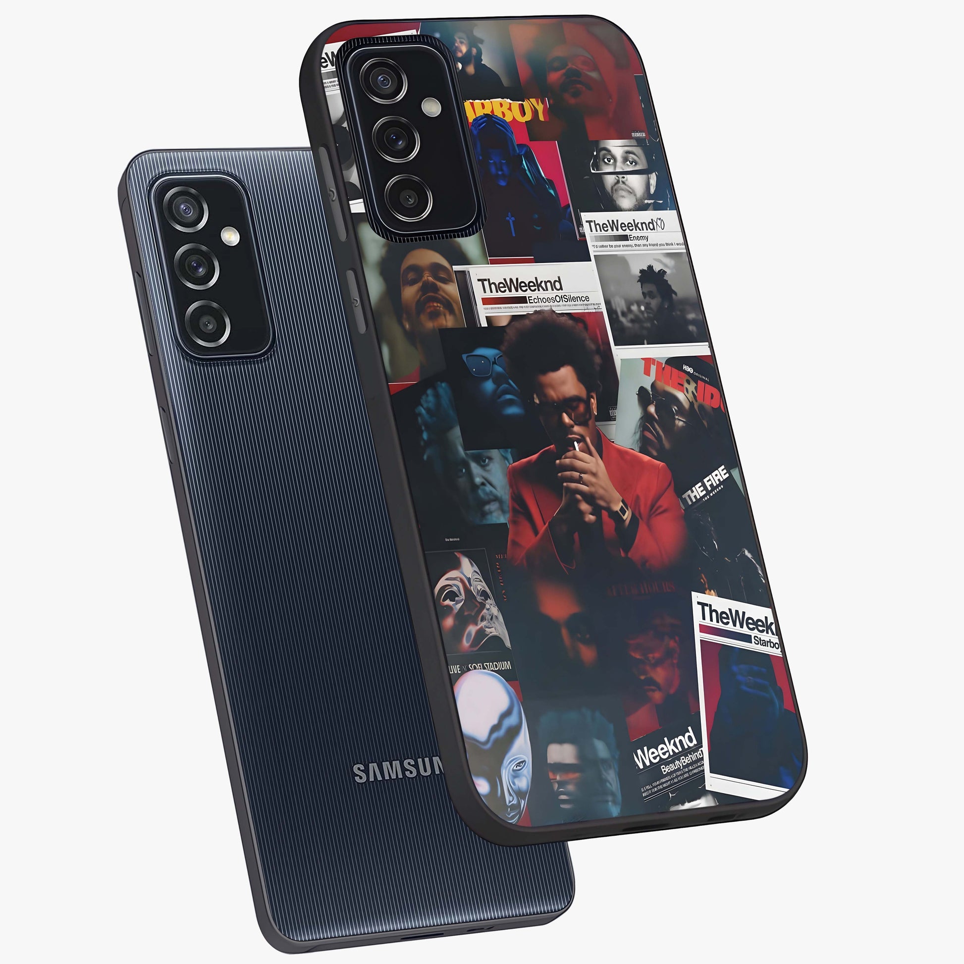 The Weeknd Glass Case displayed in angled mockup highlighting stylish pop culture inspired design with modern aesthetic.