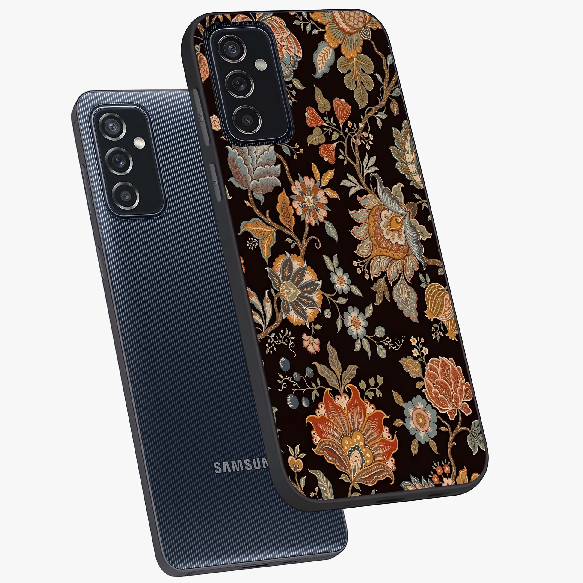 Vintage Floral Dream Glass Case displayed in angled mockup highlighting elegant vintage flower design with soft aesthetic style.