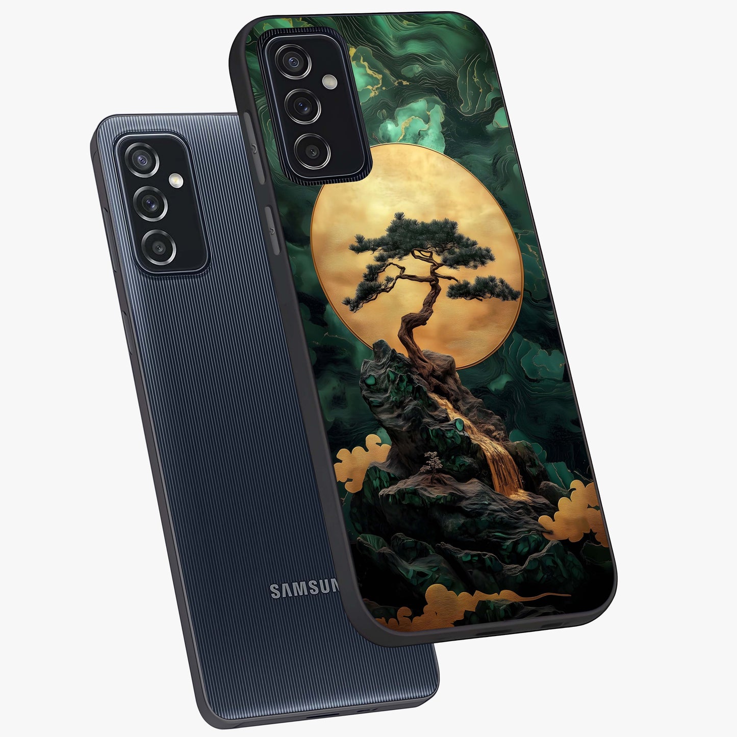 Zen Moon Rise Glass Case displayed in angled mockup highlighting peaceful lunar design with zen aesthetic style.