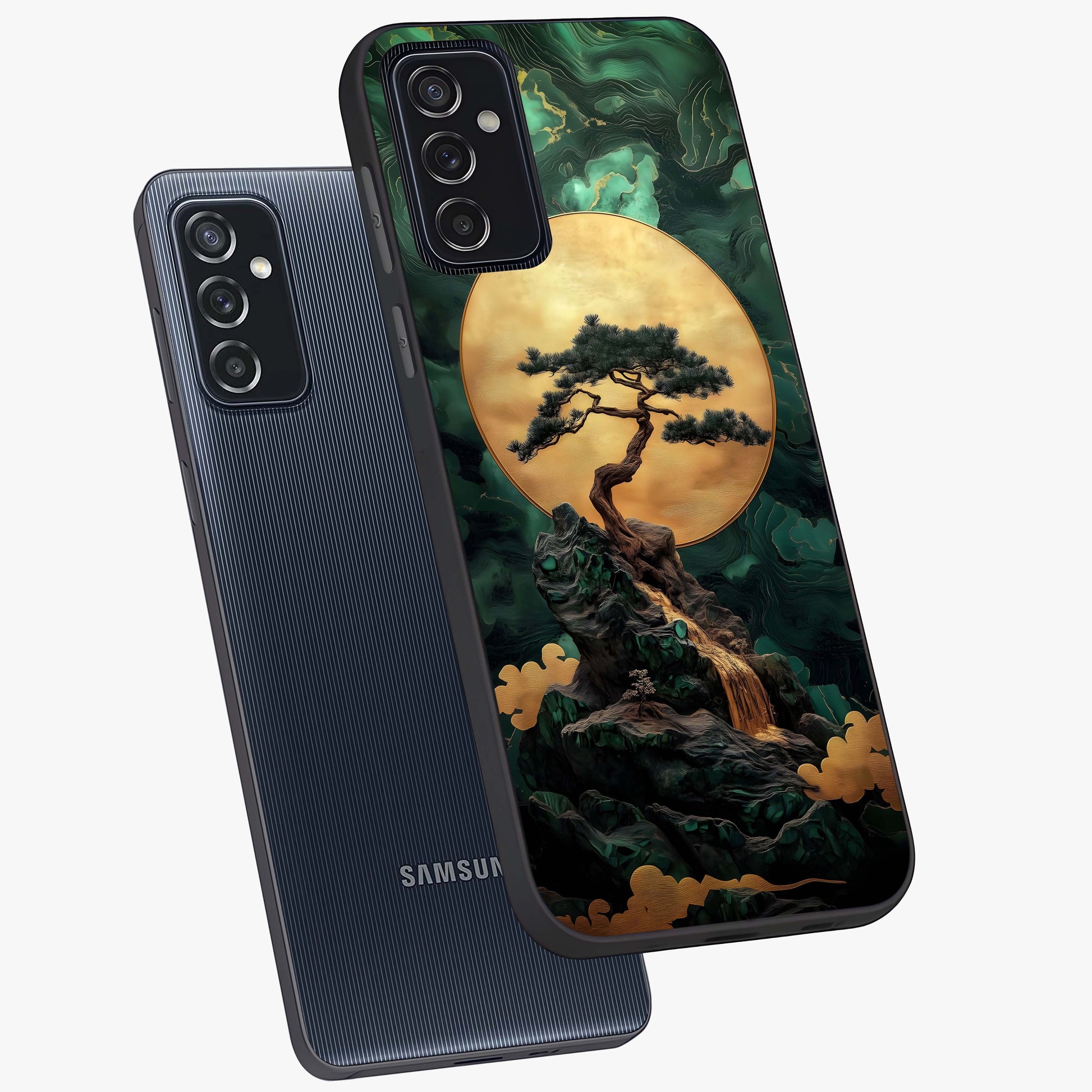 Zen Moon Rise Glass Case displayed in angled mockup highlighting peaceful lunar design with zen aesthetic style.