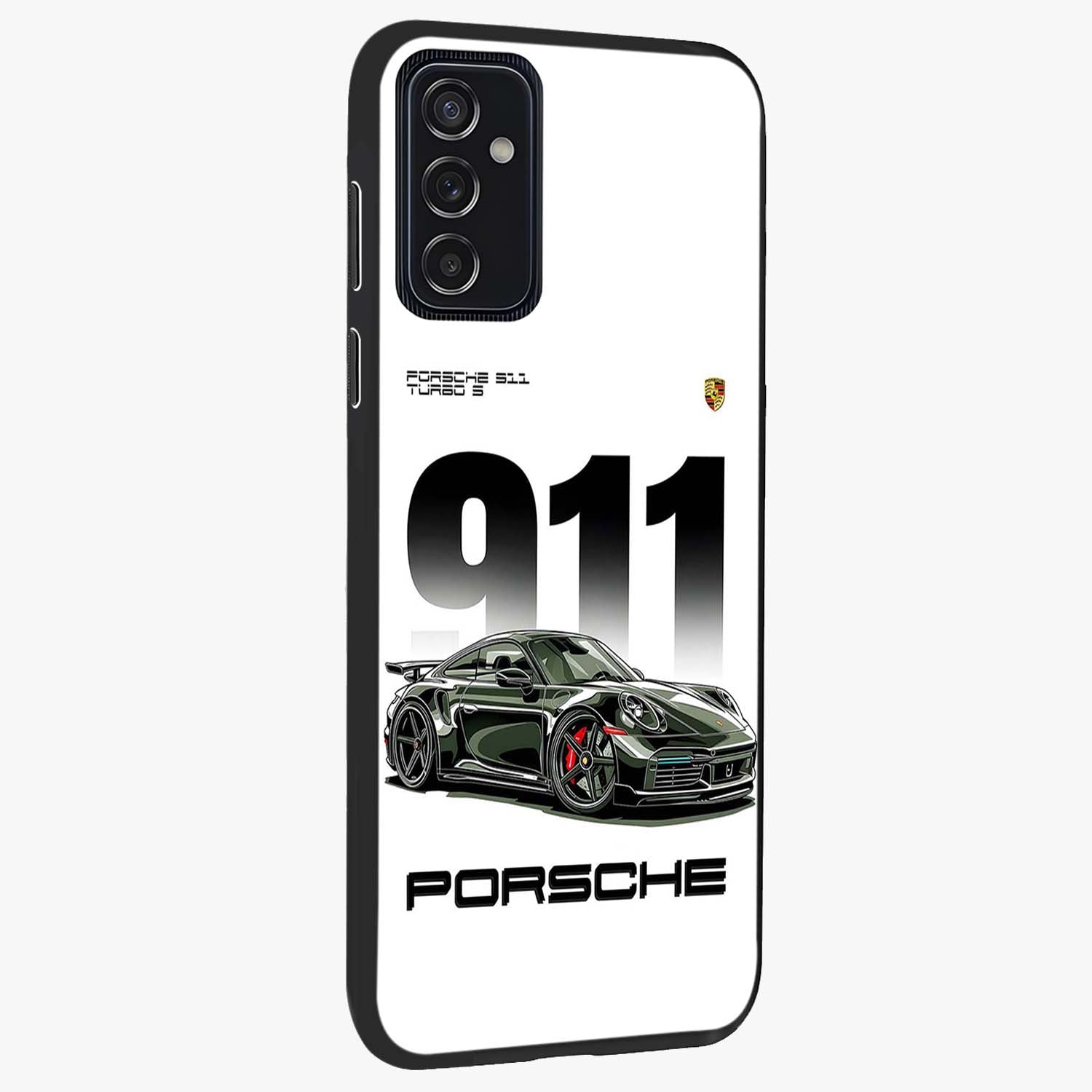 911 Turbo Dominance Glass Case upright perspective showcasing powerful racing design and modern automotive aesthetic.
