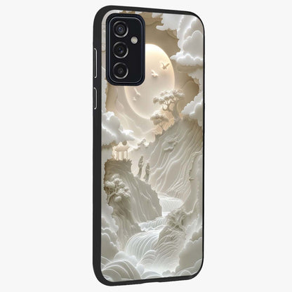 Celestial Origami Glass Case upright view showcasing creative origami artwork with modern celestial style.