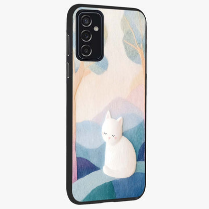 Cotton Dream Cat Glass Case upright view showcasing charming cat artwork with cozy dreamy theme.