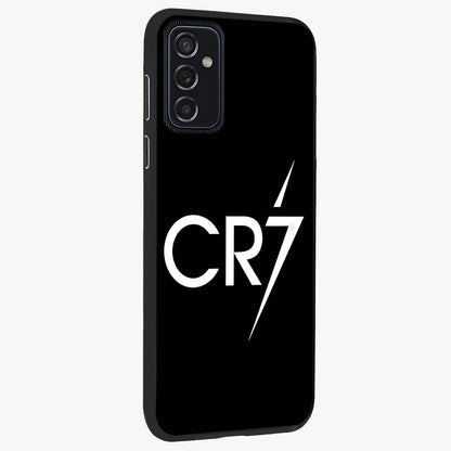 Cr7 Elite Strike Glass Case upright view showcasing energetic football inspired design with modern sports aesthetic.