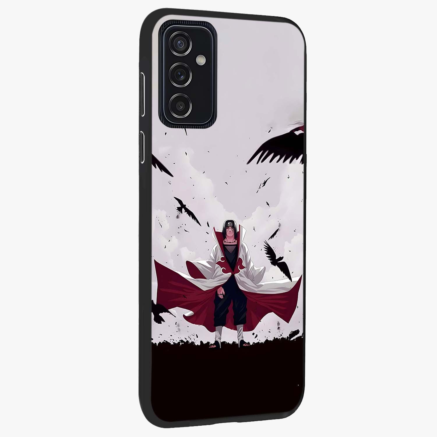 Crimson Crow Ascension Glass Case upright view showcasing dramatic crow artwork with bold gothic theme.