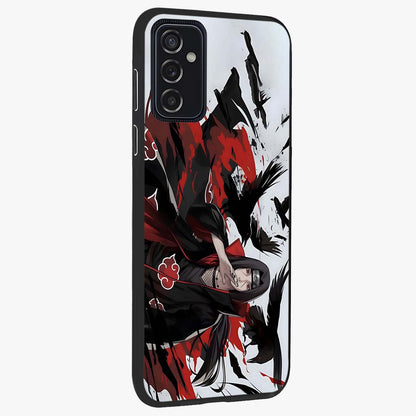 Crimson Crow Illusion Glass Case upright view showcasing striking crow illusion artwork with intense crimson theme.