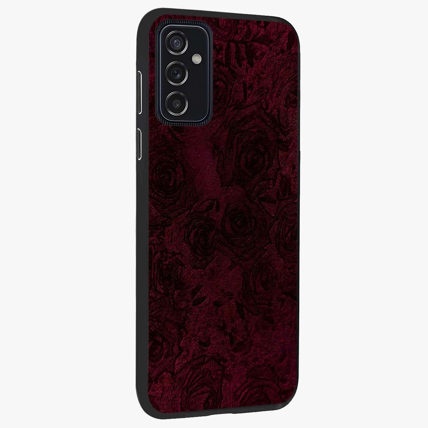 Crimson Fade Flow Glass Case upright view showcasing dynamic crimson flow artwork with stylish abstract theme.