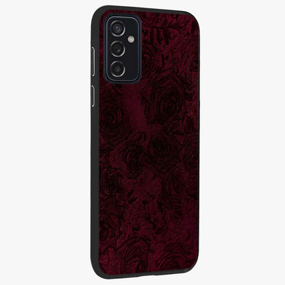 Crimson Fade Flow Glass Case upright view showcasing dynamic crimson flow artwork with stylish abstract theme.