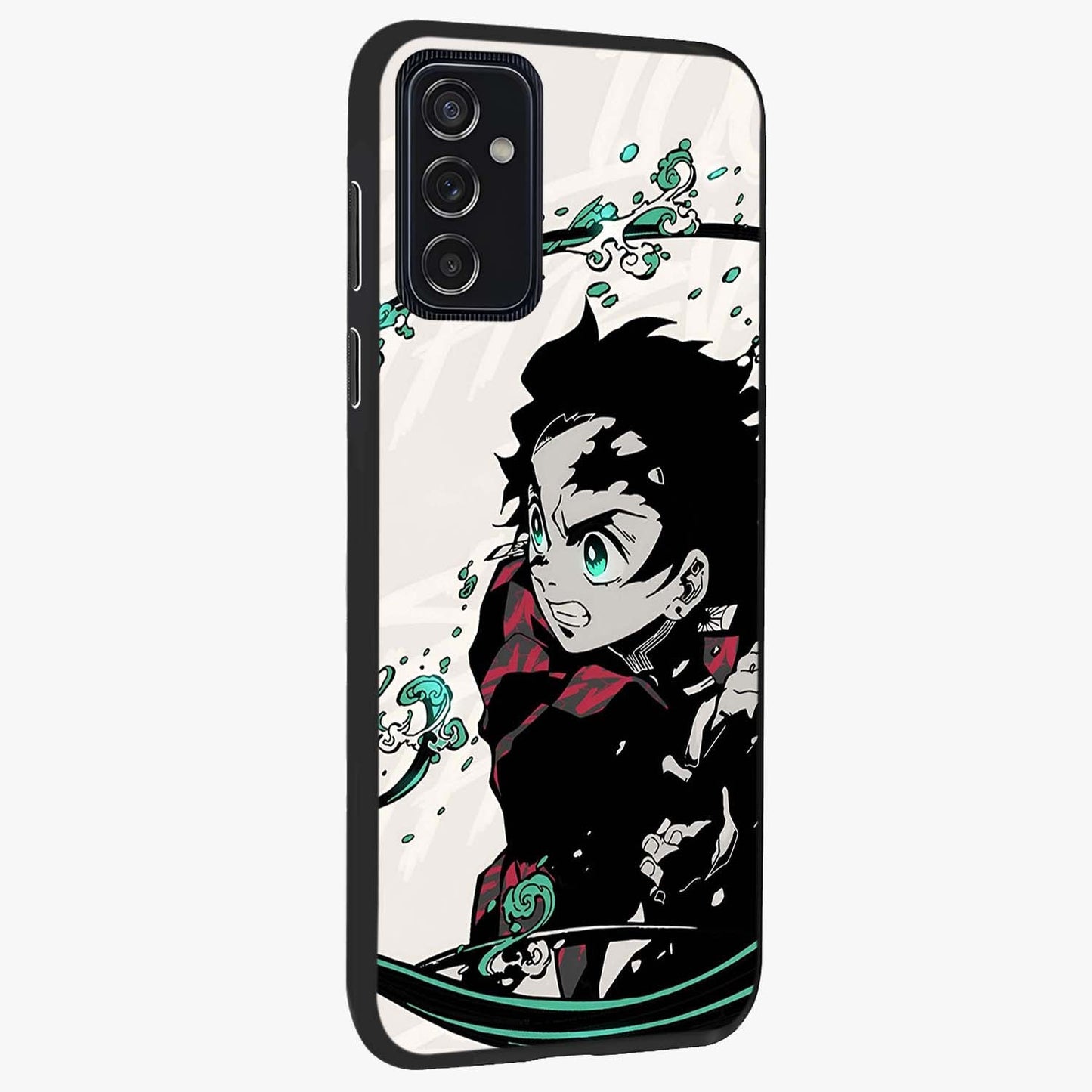 Demon Slayer Glass Case upright view showcasing powerful anime artwork with intense warrior theme.