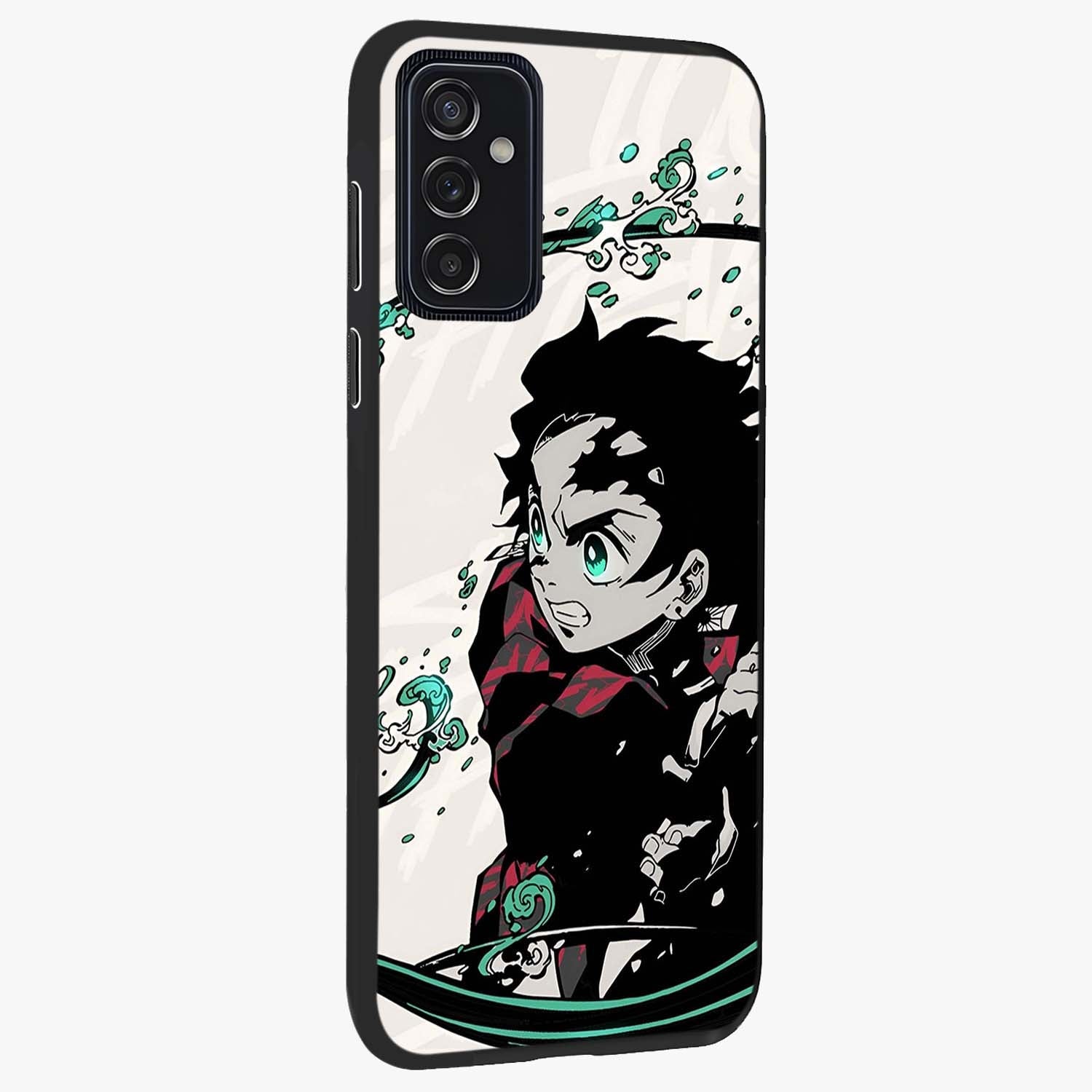 Demon Slayer Glass Case upright view showcasing powerful anime artwork with intense warrior theme.