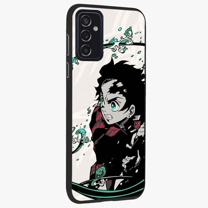 Demon Slayer Glass Case upright view showcasing powerful anime artwork with intense warrior theme.