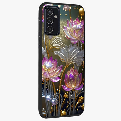 Golden Floral Majesty Glass Case upright view showcasing majestic floral artwork with rich decorative theme.