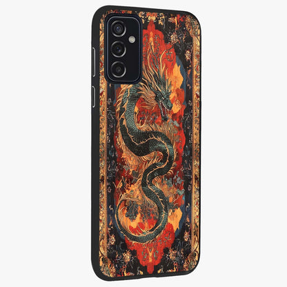 Inferno Dragon Soul Glass Case upright view showcasing intense dragon artwork with fantasy fire theme.