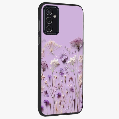 Lavender Blossom Dream Glass Case upright view showcasing delicate lavender blossom artwork with peaceful floral theme.