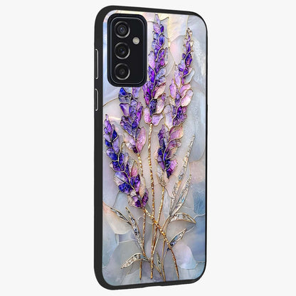 Lavender Dream Glow Glass Case upright view showcasing radiant lavender glow artwork with calming dreamy theme.