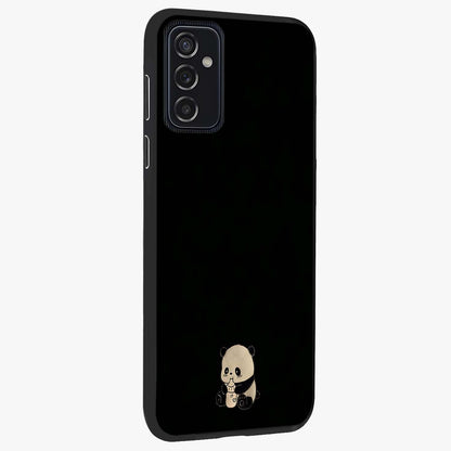 Midnight Panda Love Glass Case upright view showcasing charming panda artwork with playful romantic theme.