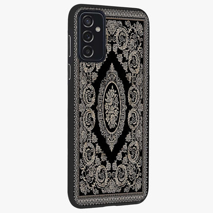 Noir Bloom Elegance Glass Case upright view showcasing graceful floral artwork with luxurious dark theme.