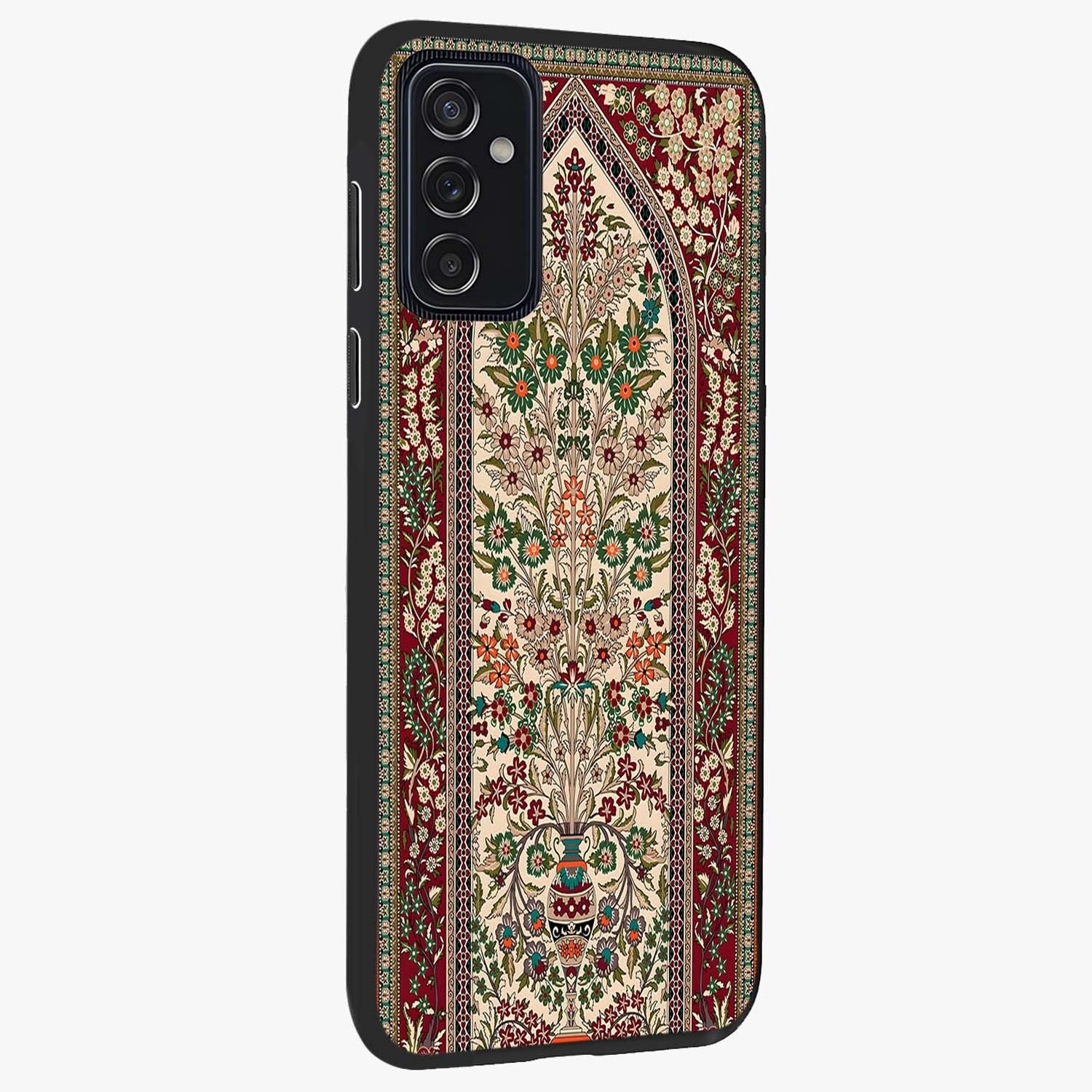 Persian Inspired Glass Case upright view showcasing decorative Persian artwork with rich heritage theme.