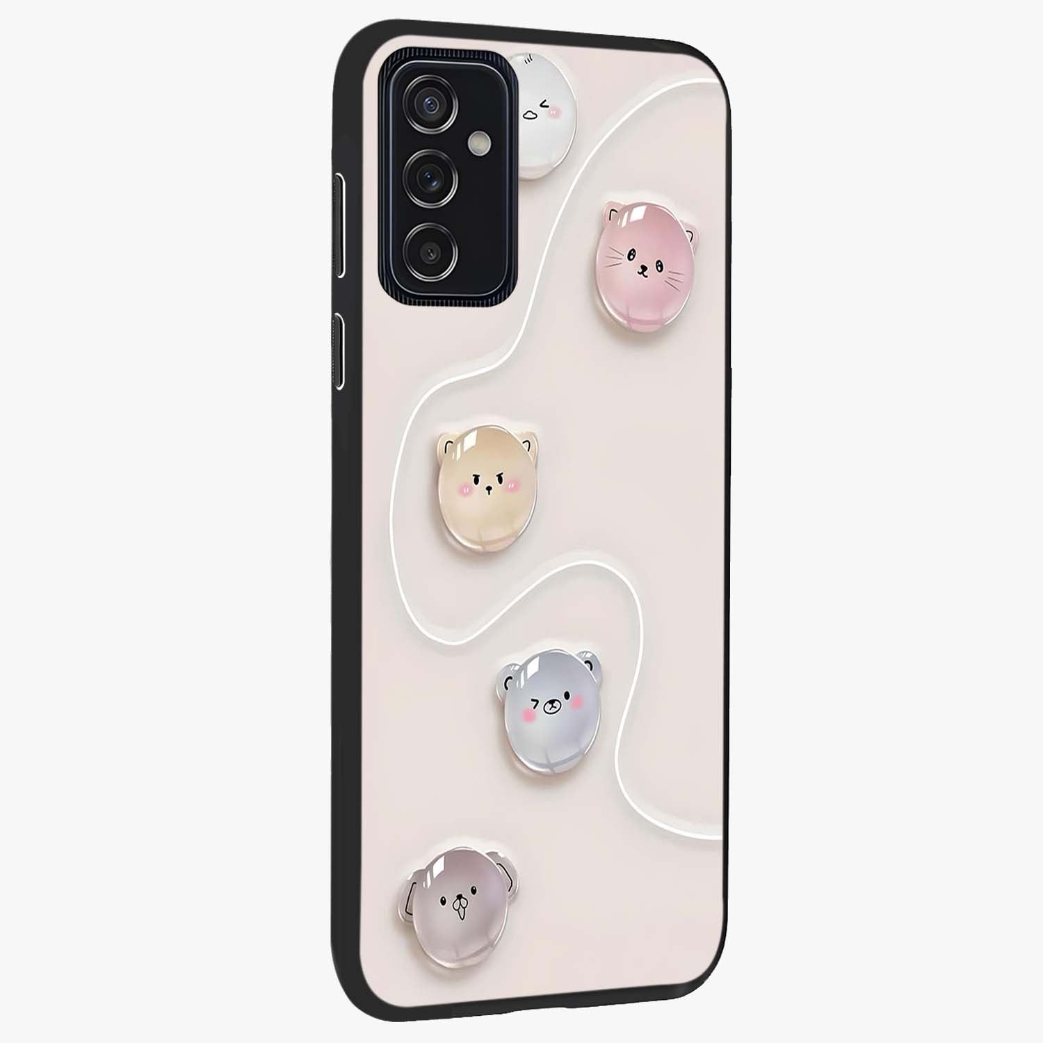 Puffy Face Parade Glass Case upright view showcasing adorable character artwork with cheerful animated theme.