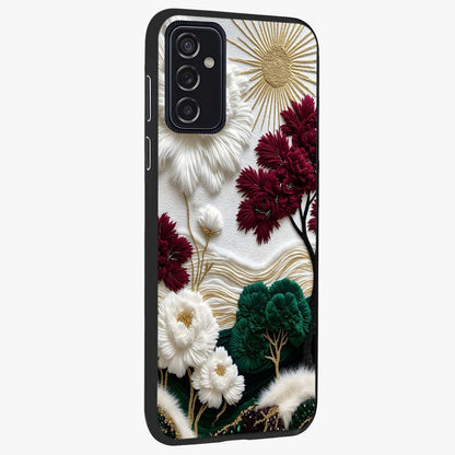 Radiant Bloom Elegance Glass Case upright view showcasing decorative flower artwork with refined botanical theme.