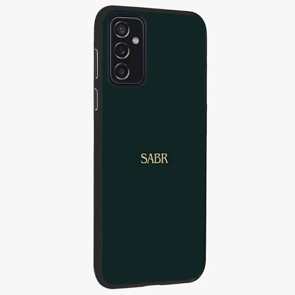 Sabr Minimal Patience Glass Case upright view showcasing calm minimalist artwork with motivational patience theme.