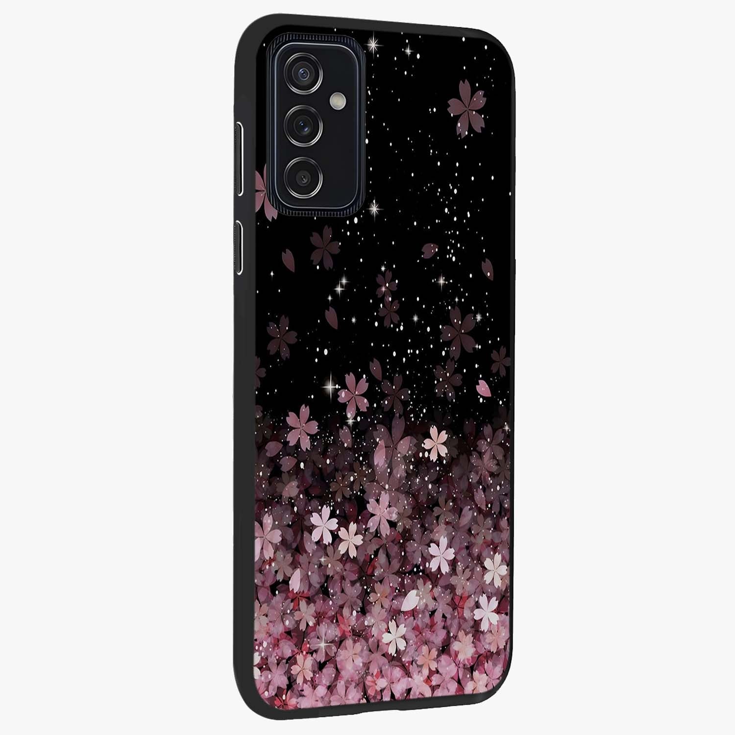 Small Starry Flowers Glass Case upright view showcasing charming floral artwork with dreamy starry theme.