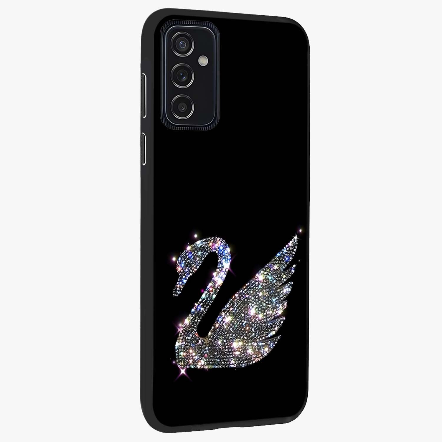 Starlit Swan Grace Glass Case upright view showcasing beautiful swan artwork with peaceful night themed design.
