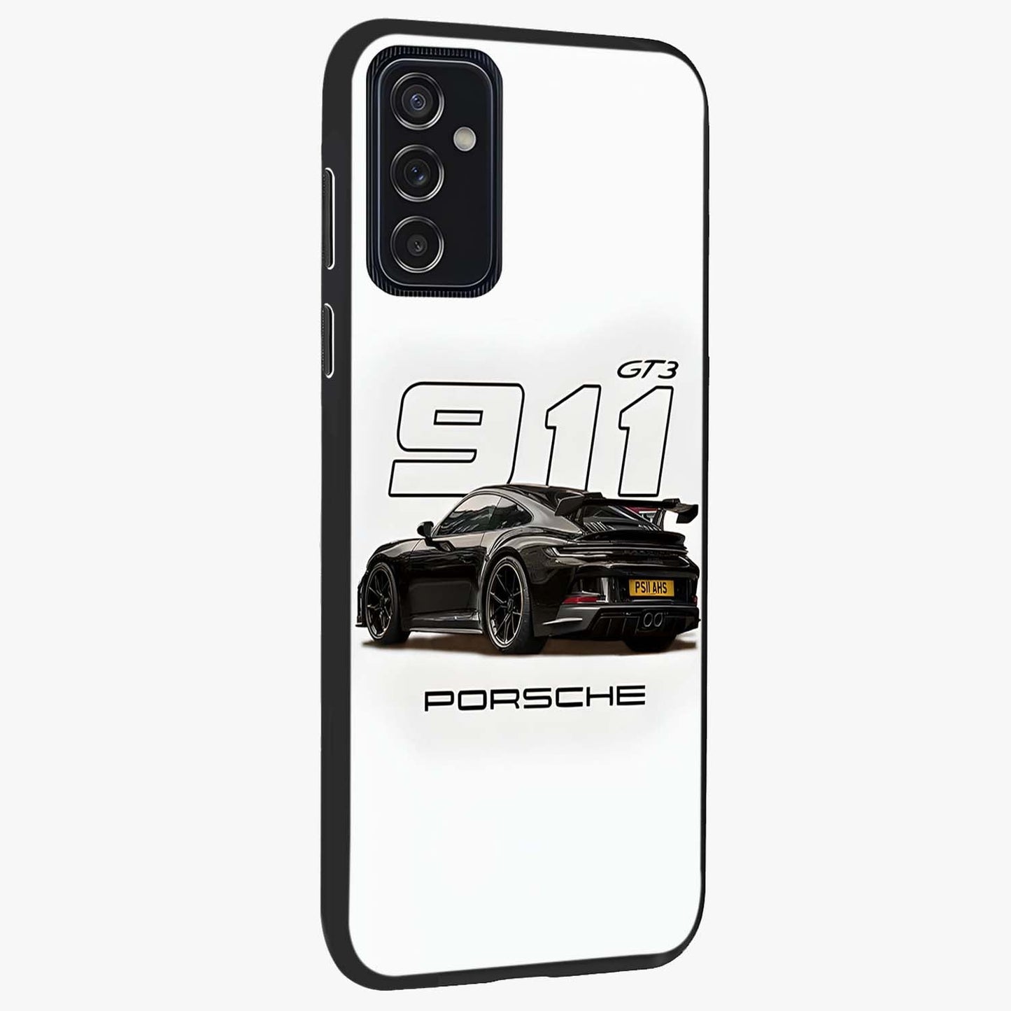 Turbo Legacy Icon Glass Case upright view showcasing bold racing inspired artwork with classic car theme.