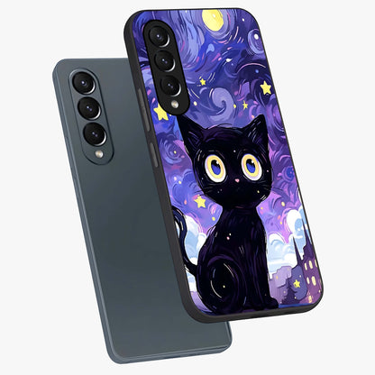 Abstract Cat Art Glass Case displayed in angled mockup highlighting modern abstract cat artwork and sleek glass surface.