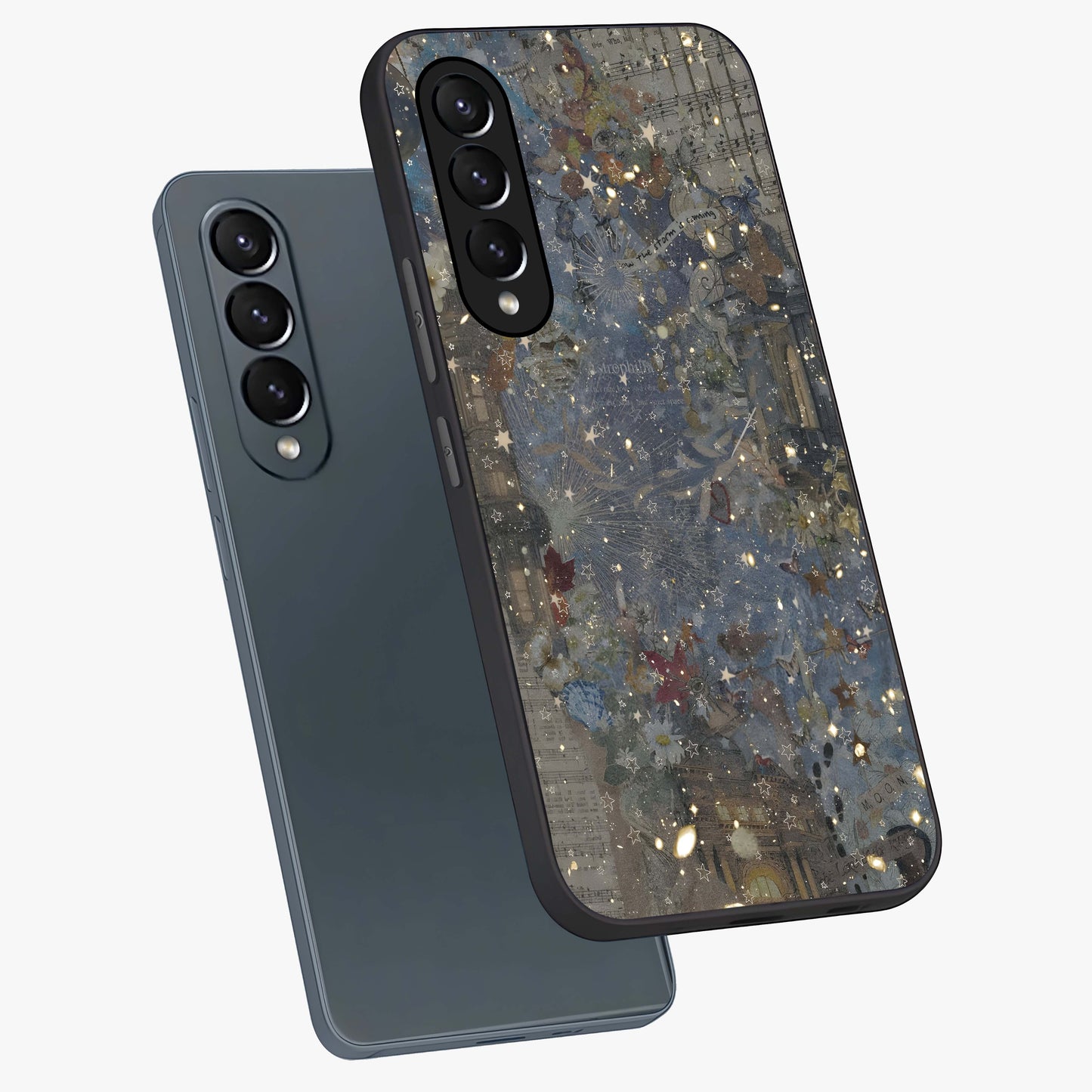 Aesthetic Astrolophia Glass Case displayed in angled mockup highlighting artistic aesthetic elements and smooth glass surface.