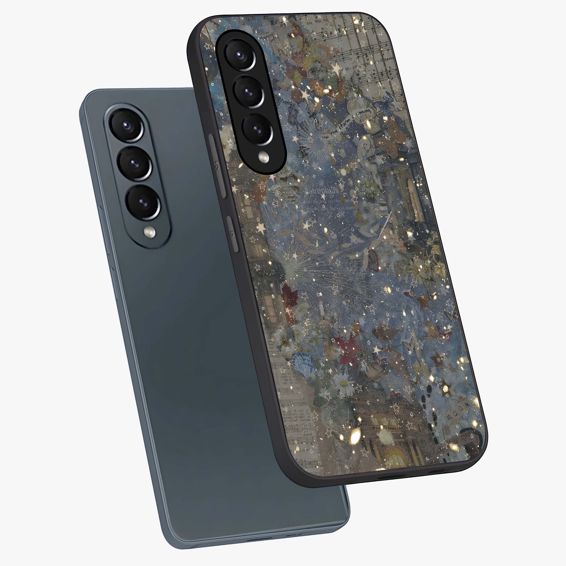 Aesthetic Astrolophia Glass Case displayed in angled mockup highlighting artistic aesthetic elements and smooth glass surface.