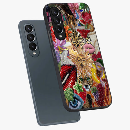 Beaded Fashion Jungle Glass Case displayed in angled mockup highlighting colorful fashion bead design and artistic pattern.