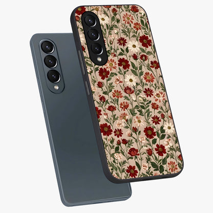 Biege Flower With Leaf Glass Case displayed in angled mockup highlighting minimal floral leaf design and elegant aesthetic.