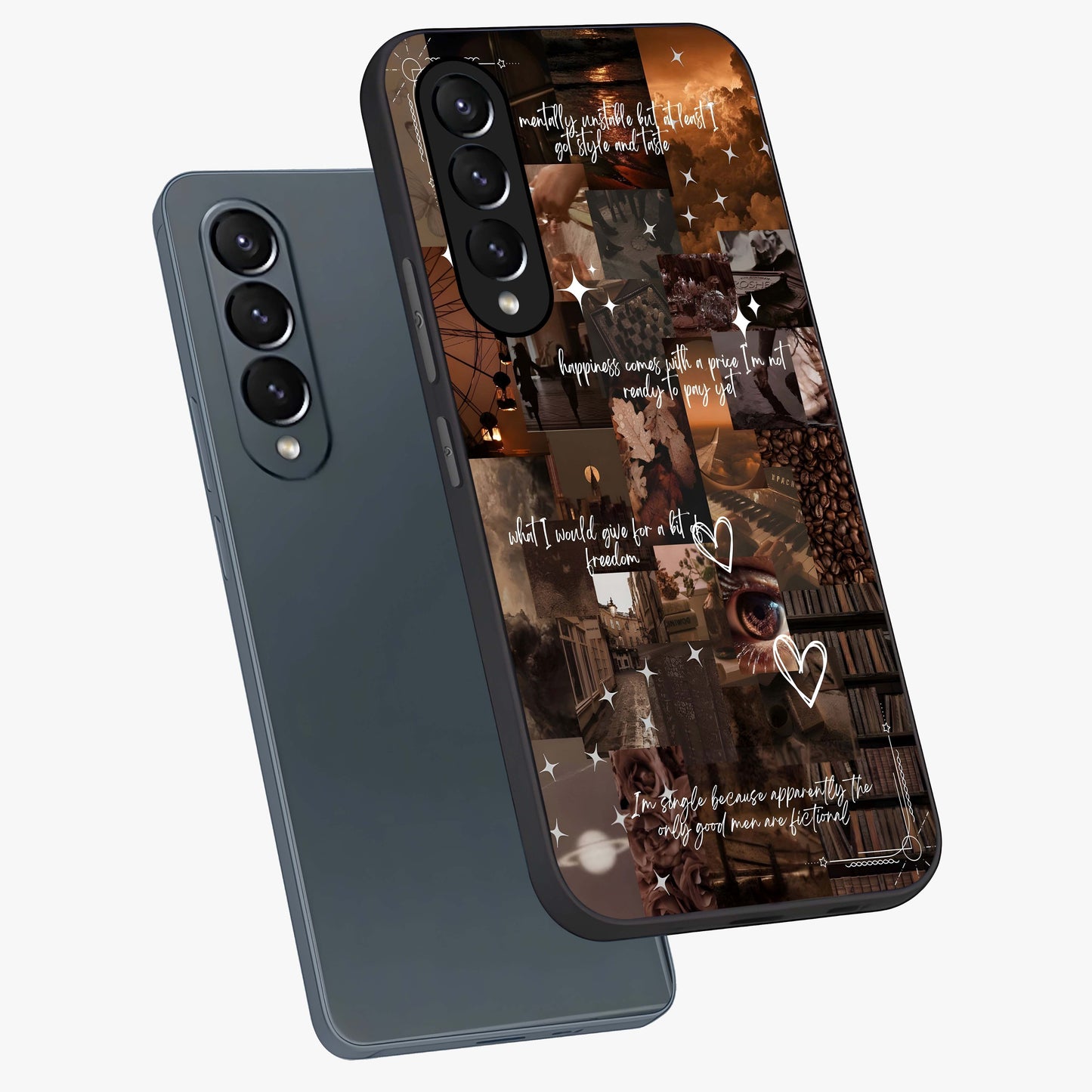 Bittersweet Aesthetic Chaos Glass Case displayed in angled mockup highlighting expressive abstract artwork and edgy aesthetic theme.