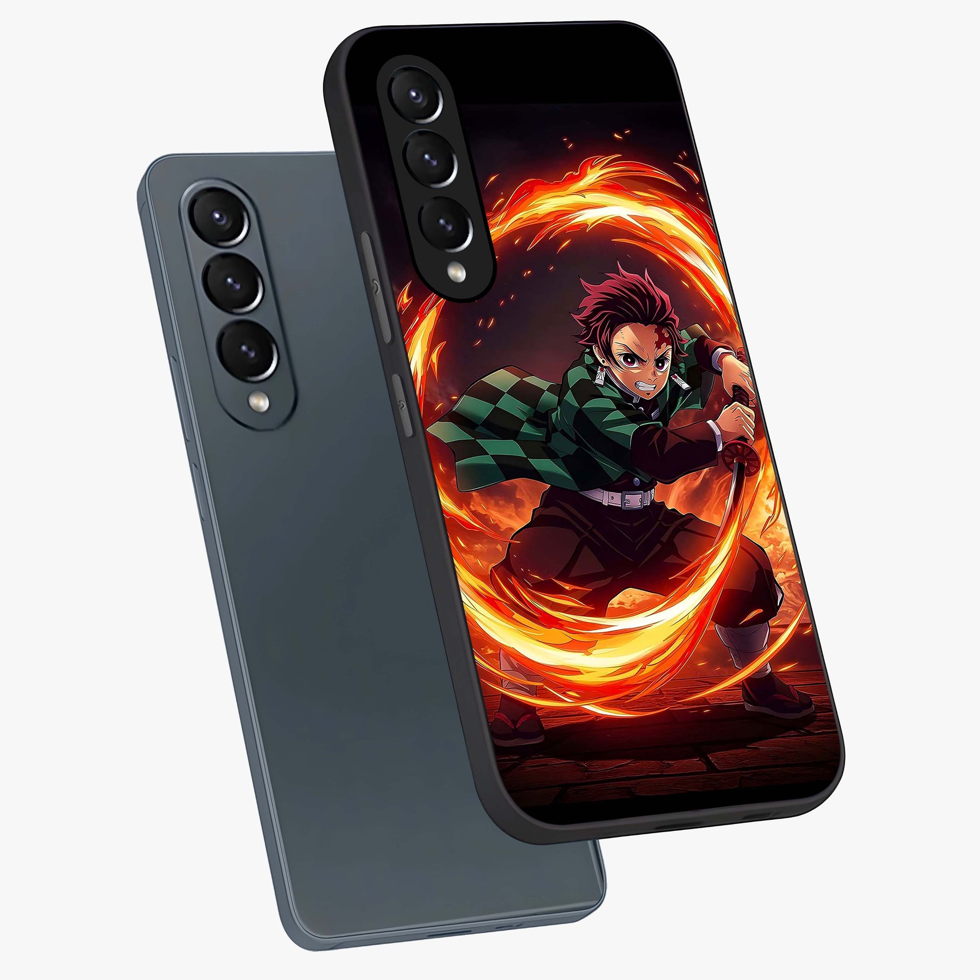 Blazing Sword Resolve Glass Case displayed in angled mockup highlighting powerful sword illustration and bold fantasy theme.