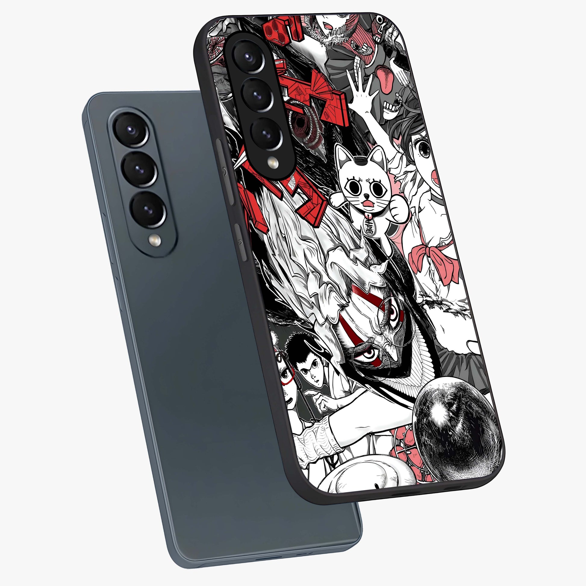 Crimson Chaos Panel Glass Case displayed in angled mockup highlighting chaotic panel style design with modern graphic theme.