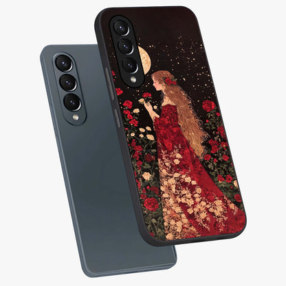 Crimson Dreams Glass Case displayed in angled mockup highlighting soft crimson aesthetic design with artistic theme.