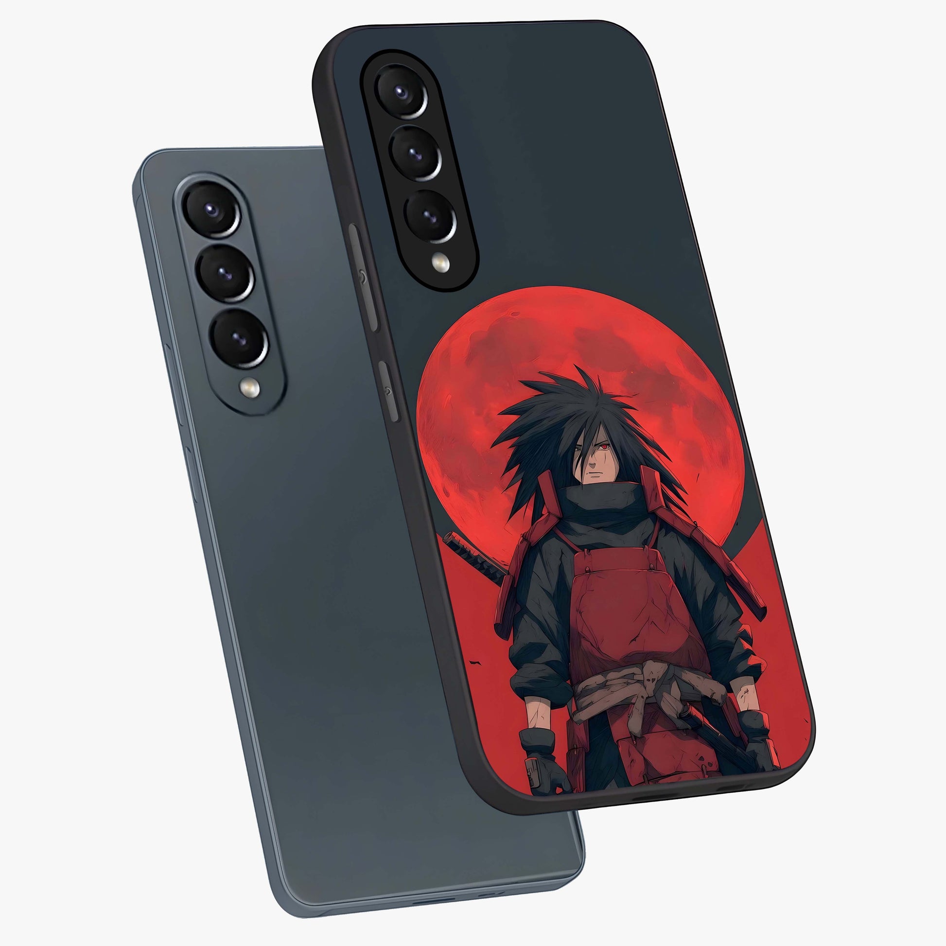 Crimson Moon Warlord Glass Case displayed in angled mockup highlighting dramatic crimson moon design with fantasy aesthetic.