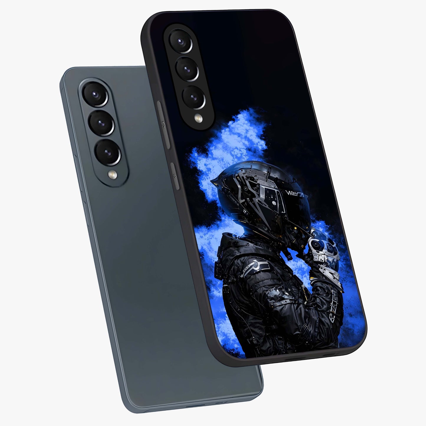 Cyber Sentinel Protocol Glass Case displayed in angled mockup highlighting digital cyber design with sci-fi aesthetic style.
