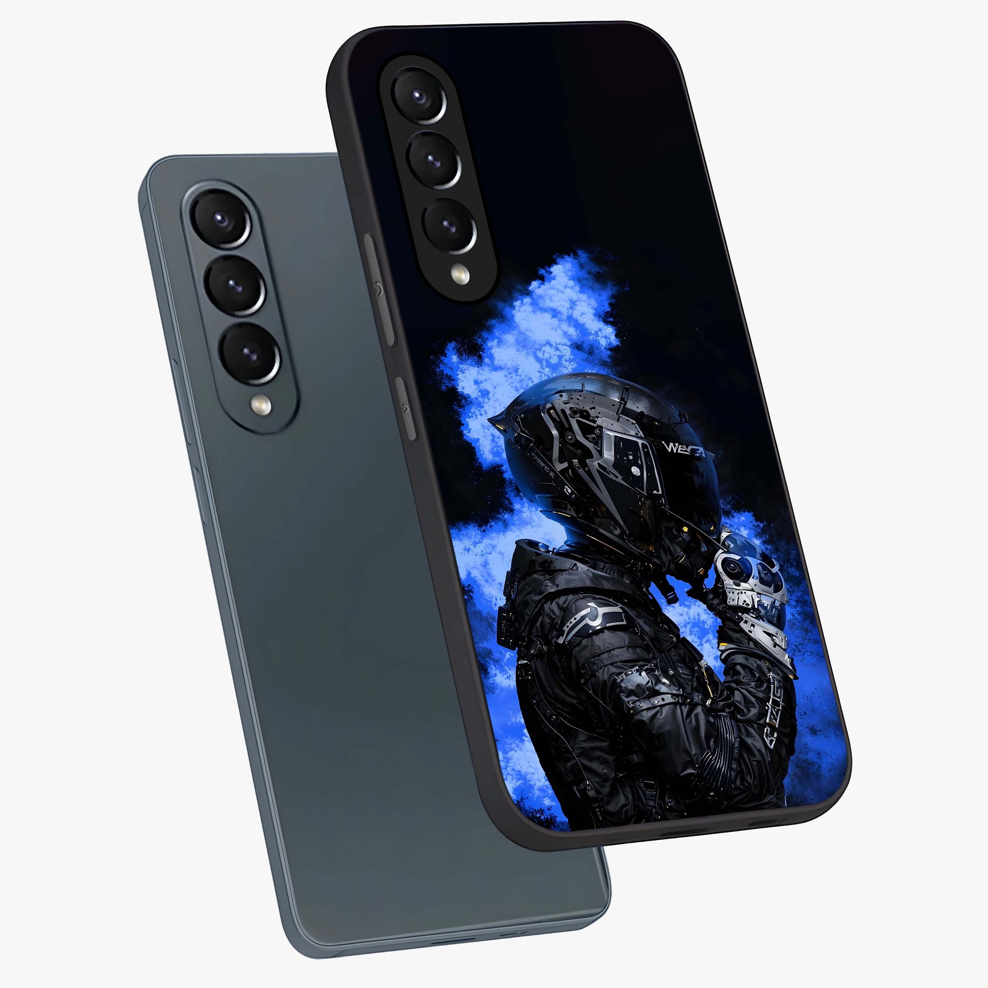 Cyber Sentinel Protocol Glass Case displayed in angled mockup highlighting digital cyber design with sci-fi aesthetic style.